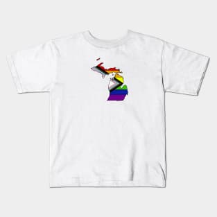 Progress pride flag- Michigan Kids T-Shirt